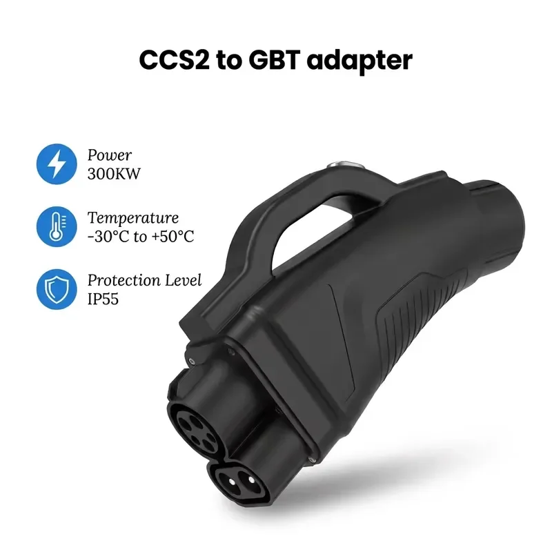 New IP55 waterproof 300KW CCS2 GBT DC adapter 1000V 300A high-power electric vehicle fast charging connector, European