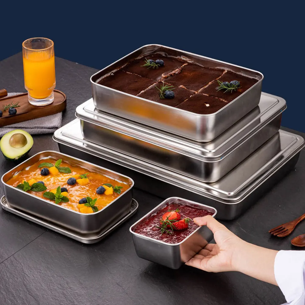 

Stainless Steel Rectangle Box 33 Cake Box 5x28 Cake Pans With Lids 5x6cm Nonstick Baking Dessert Container With Lid
