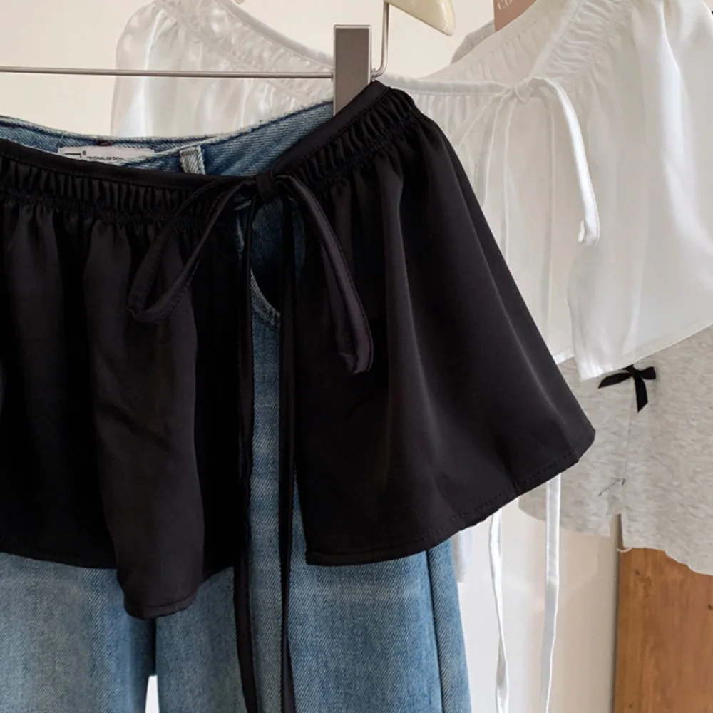 الهيب هوب طبقة وتتسابق تنورة قميص موسع Y2K الدانتيل يصل وشاح الورك الحلو بلون تكدرت حافة حزام الخصر الملحقات