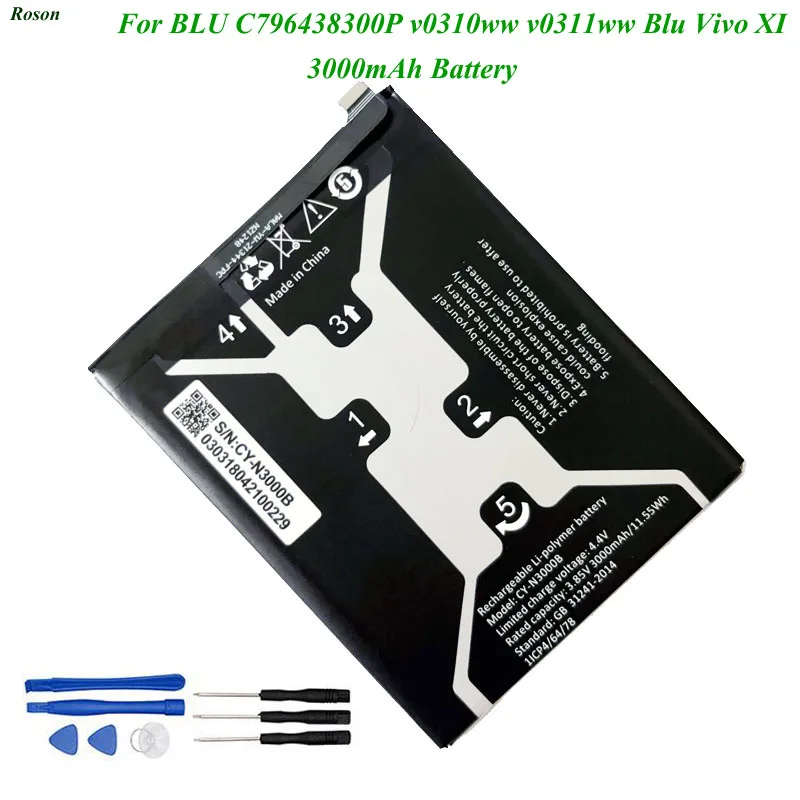 

New Battery 3000mAh CY-N3000B For BLU C796438300P v0310ww v0311ww Blu Vivo XI Replacement Phone Accessory Accumulators+Tools