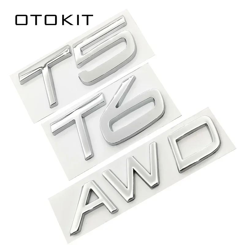 3D Metal T5 T6 AWD LOGO Emblematy Odznaki Naklejka samochodowa Litera Naklejka Stylizacja samochodu Dla Volvo XC60 XC90 S60 S80 S60L V40 V60 Błotnik