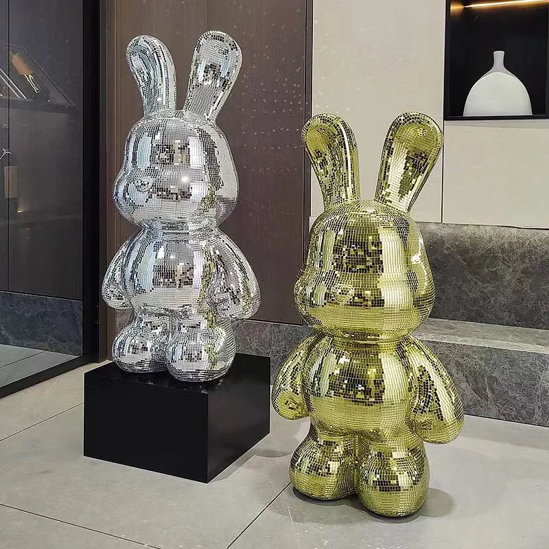 Room Decor Cartoon Rabbit Statue Sculpture Luxury Living Room Floor Decoration Ornaments For Home Interior Statue Piggy Bank Gif