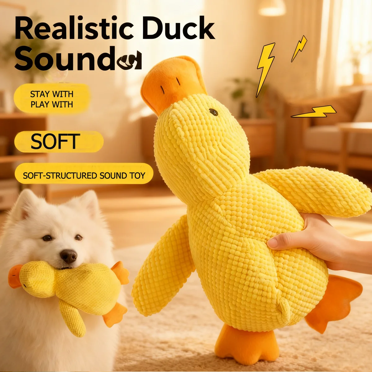 

Dog Toy Plush Companion Sleeping Duck With Biting Feature, Noise-making, Stress-relieving,Little Yellow Duck Pet Supplies