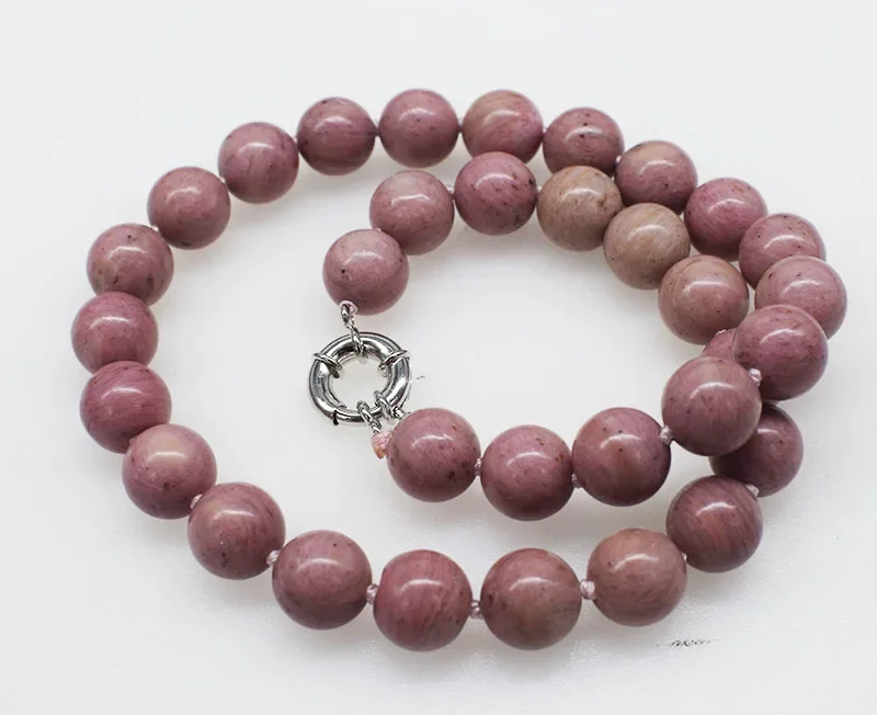 pink Rhodochrosite round 12mm necklace  17