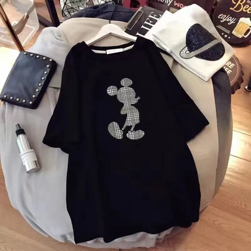 T-Shirt topy damskie nadruk Mickey luźny T-Shirt Kawaii kreskówka letni Top damska koszulka Harajuku Femme Streetwear