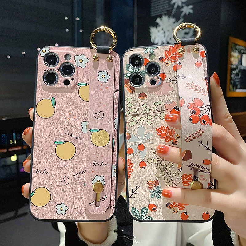 YPM Polsband Case voor Samsung A55 54 35 15 52 53 73 25 S25 S24 S23 S22 Plus Ultra S21 S20 FE Leuke Fruit Oranje Telefoon Cover