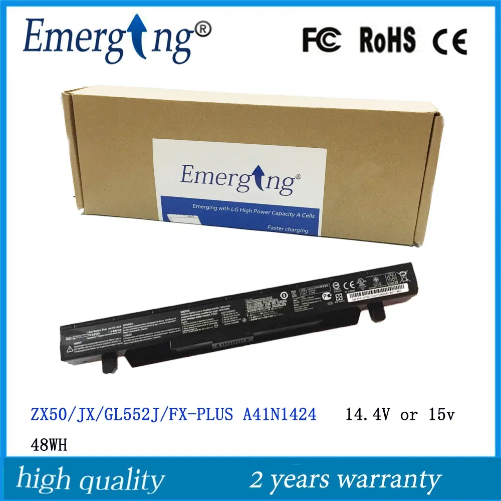 

14.4V 48WH Original New Laptop Battery A41N1424 for ASUS FX-PRO PLUS GL552JX ZX50 ZX50J A41N1424 GL552 GL552J GL552JX ZX50 ZX50