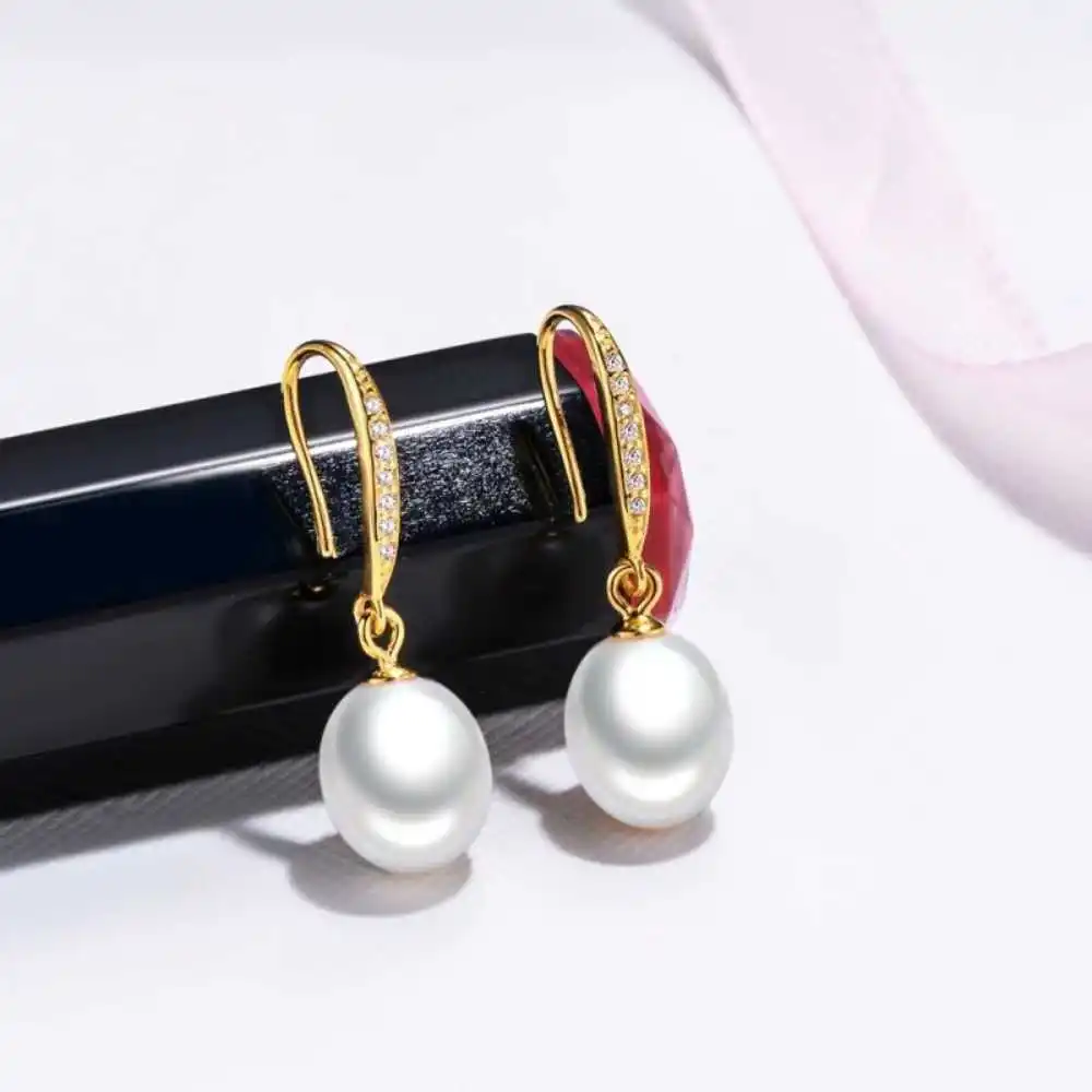 White Baroque flawless Fresh Water Drop Pearl pendant earrings Teens Eardrop Women Stud Beaded Unisex