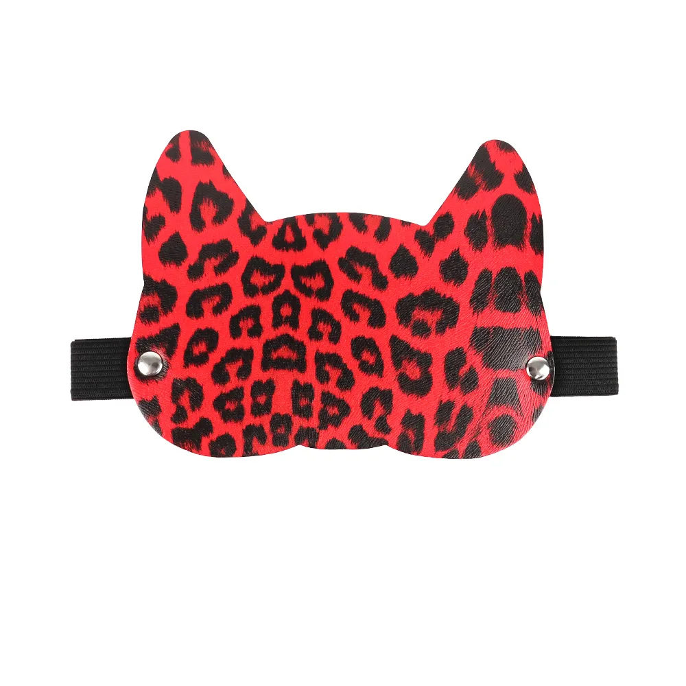 Maschera per gli occhi dormiente speciale a forma di gatto con stampa leopardata in pelle Blinder BDSM alternativa passione giocattoli del sesso per donne e coppie indossano