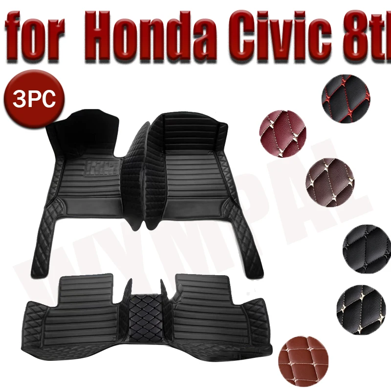 Custom Automotive Car Floor Mats For Honda Civic 8th gen 2006 2007 2008 Auto Luxury Leather Men Women Car Mats Full Coverage