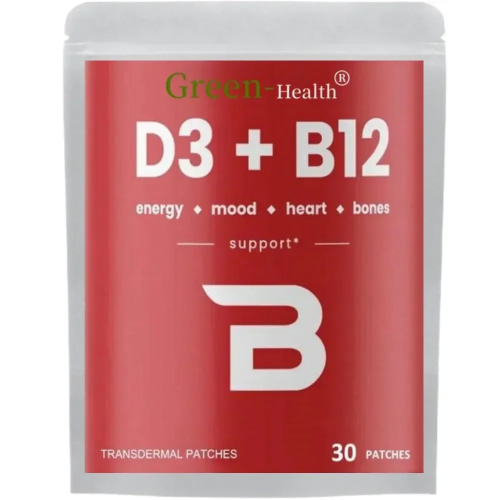 30 Patches Vitamin D3 & Vitamin B12 Transdermal Patches Natural Energy, Mood, Metabolism & Focus