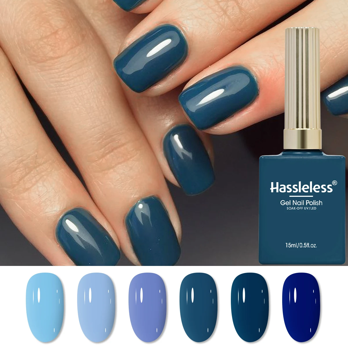 

Hassleless offers a convenient 6-color solid-color gel nail polish set, each bottle containing 15ml. It's removable, requires LE