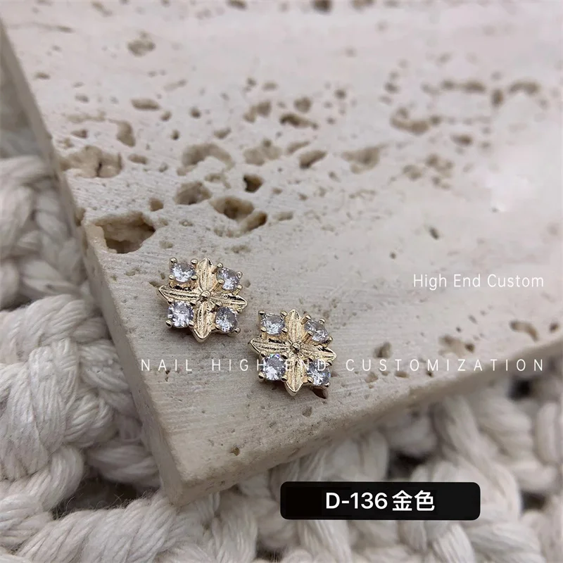 5Pcs Zircon Cross Quadrangle Star Gold Silver Nail Enhancement Diamond Color Preserving Manicure Metal Jewelry Drill