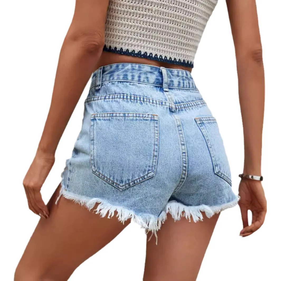 European and American Trendy and Personality Ripped Denim Shorts. New Summer Fashion Washed Loose High-waist Shorts for Women view 4