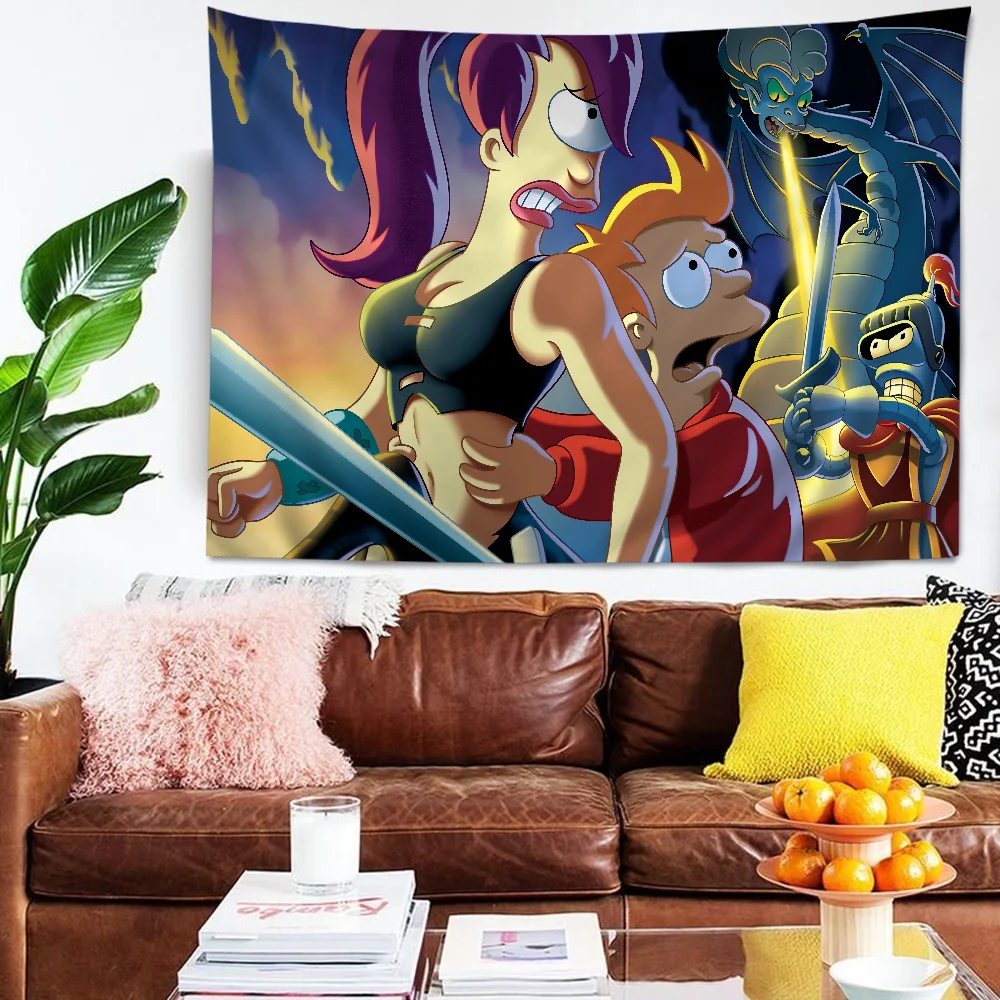 

Cartoon F-Futurama Tapestry Anime Tapestry Hanging Tarot Hippie Wall Rugs Dorm Wall Hanging Sheets