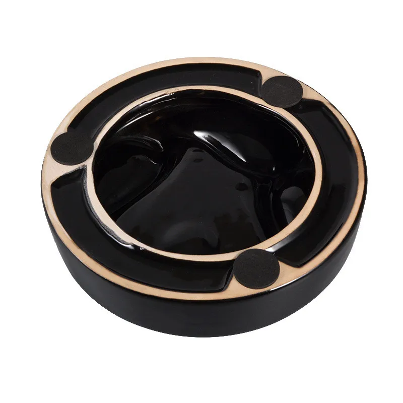 Black Round Pipe Ashtray Fashion Ceramic Portable Home Ashtray Cigar Accessories