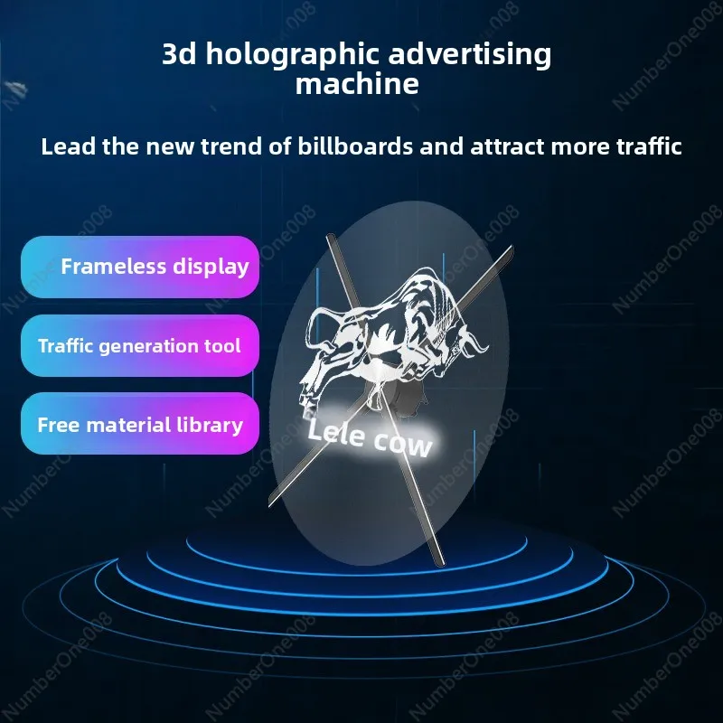 3D Holographic Fan Projector - Transparent Display for Advertising (Floating Illusion, Naked-Eye Visual)
