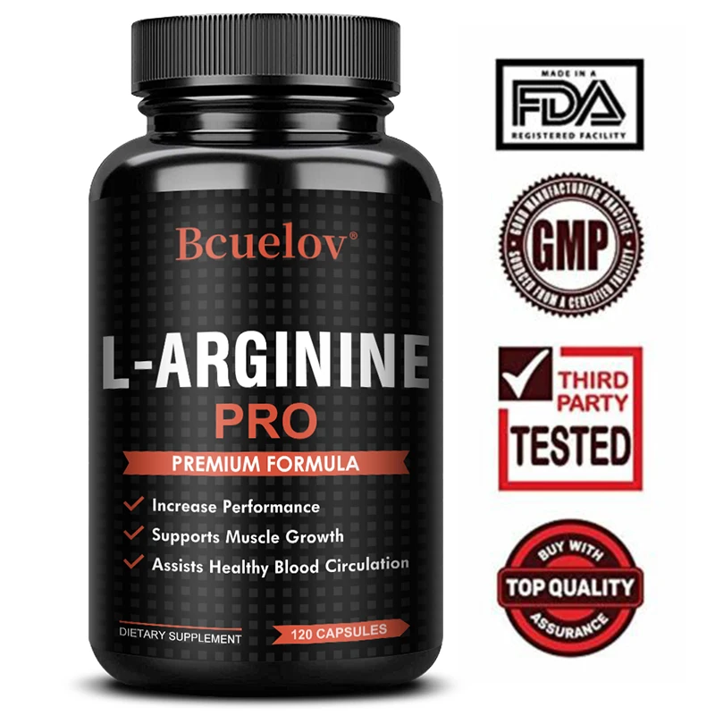 L-Arginine Capsules - Nitric Oxide Booster - Enhance Performance, Endurance, Lean Muscle, and Improve Men\'s Health