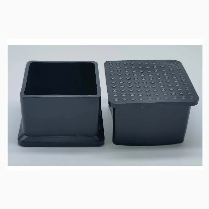 2pcs Square Soft Rubber Chair Leg Caps Non-slip Table Foot Dust Cover Socks Floor Protector Pads Pipe Plugs Furniture Foot Cover