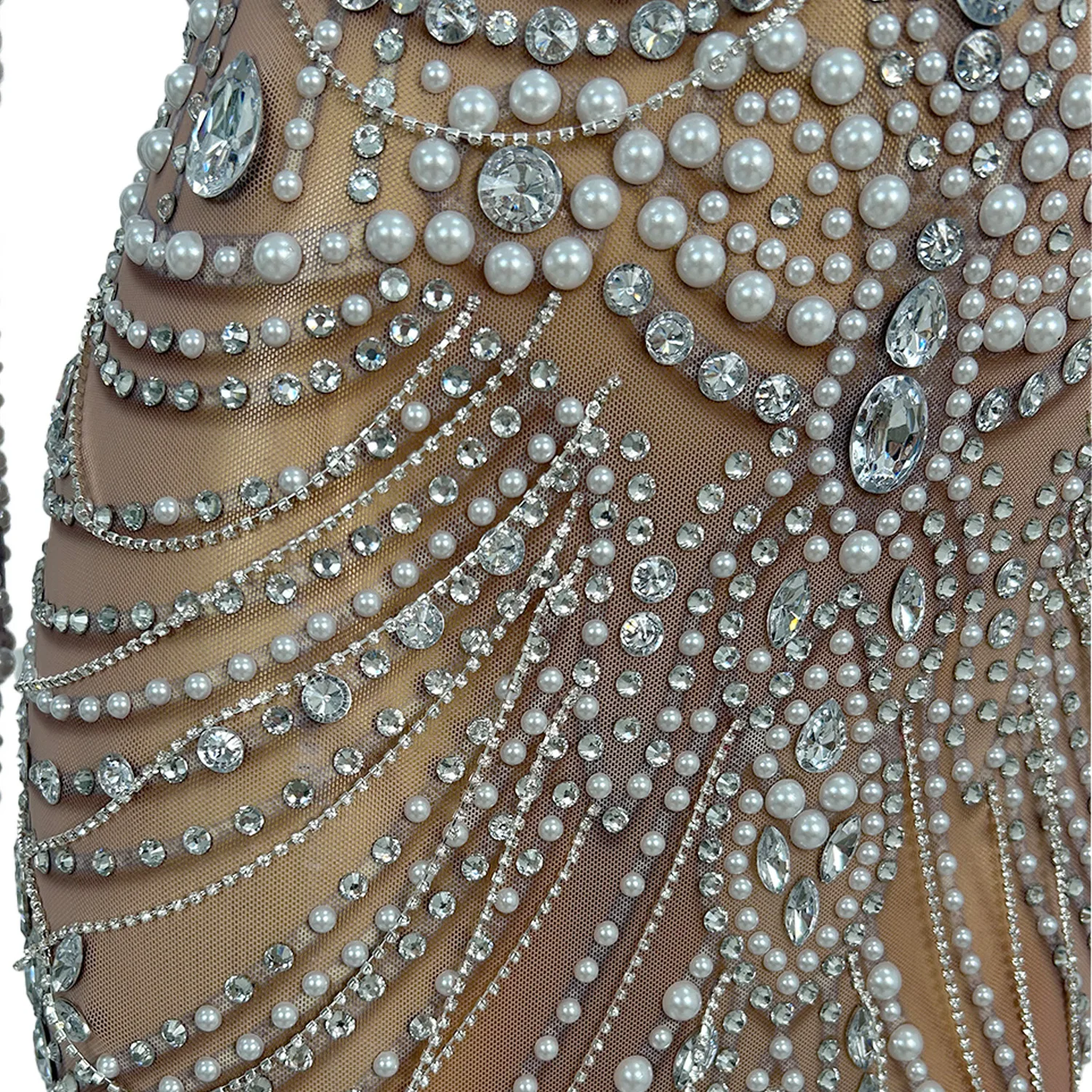 Nianlun 2025 vestido invitada boda Sexy Perspektive Mesh Voller Diamanten Perlen Abendkleid Geburtstag Bankett Cocktail Ball Kleid