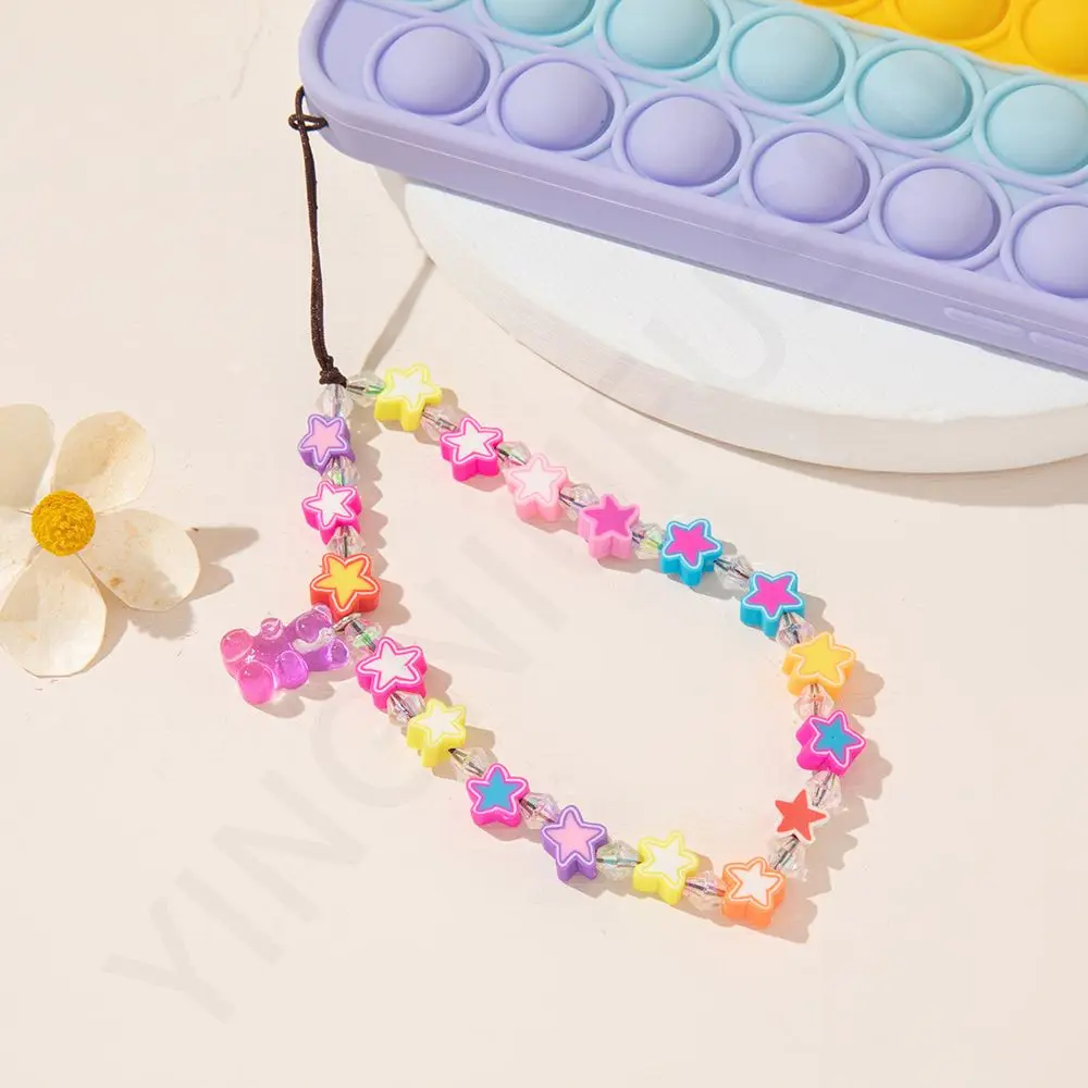 Handy band Silikon Perlenkette Blume Anhänger weiche Keramik Perlenkette für Handy Fall hängende Schnur Halskette Lanyard