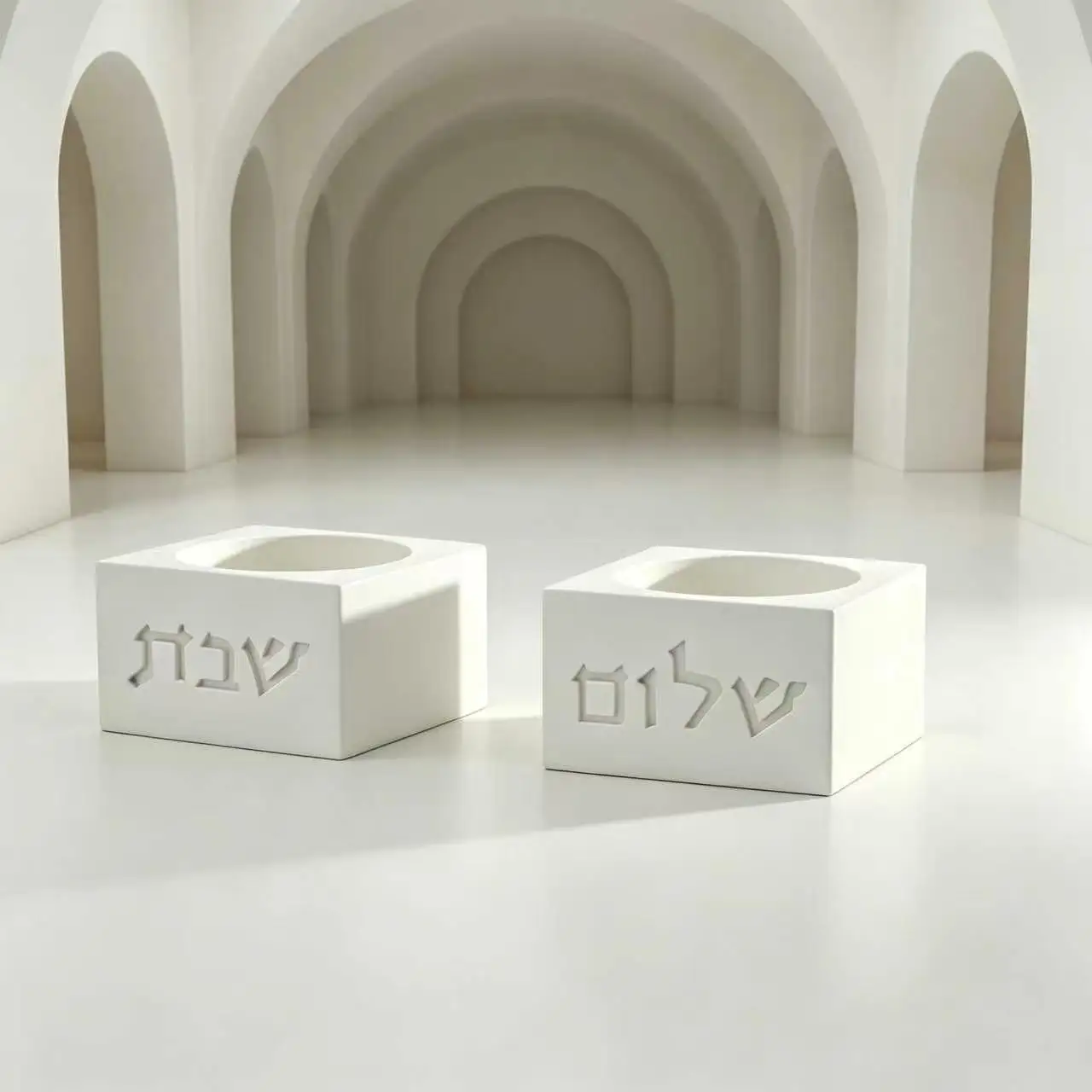 

Jewish Shalom Shabbat Candle Holder Silicone Mold Set (2pcs) Resin Plaster Epoxy Casting Mold for Jewish Home Decor