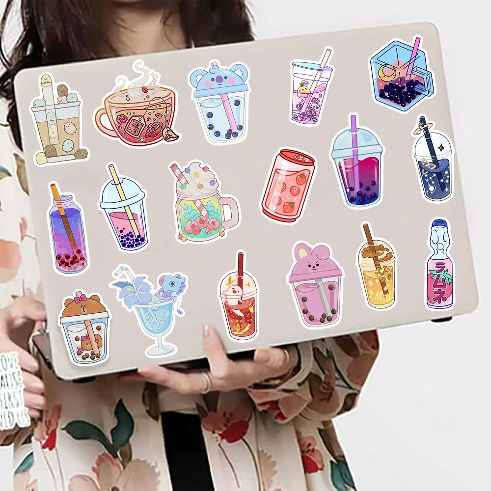 50pcs Pearl Milk Tea Drink Cartoon Graffiti Stickers DIY Phone Guitar Laptop Notebook Suitcase Cup Waterproof Stickers Kids Toys - Image 6