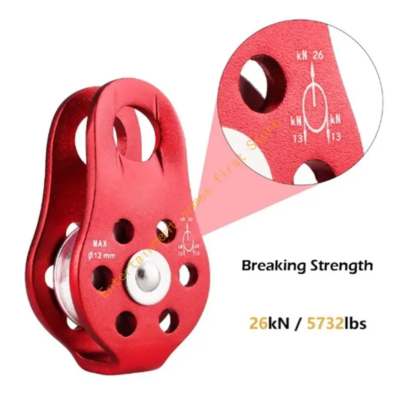Heavy Load 26KN Aluminum Alloy Fixed Climbing Pulley Mountaineering Pulley Corrosions Resistant for Almost Weather Use 55KD