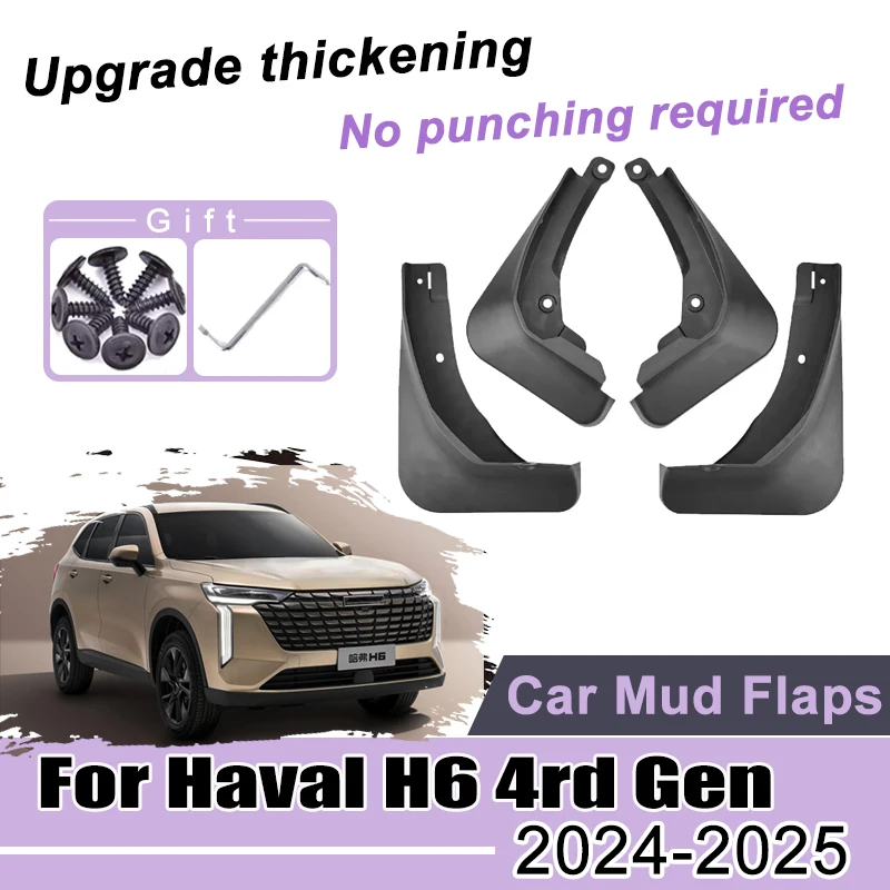 

4X Car Mudguard for GWM Haval H6 4rd Gen 2024 2025 Fenders Guard Splash Flap Mudguards Accessories Front Rear Wheels Mud Flaps