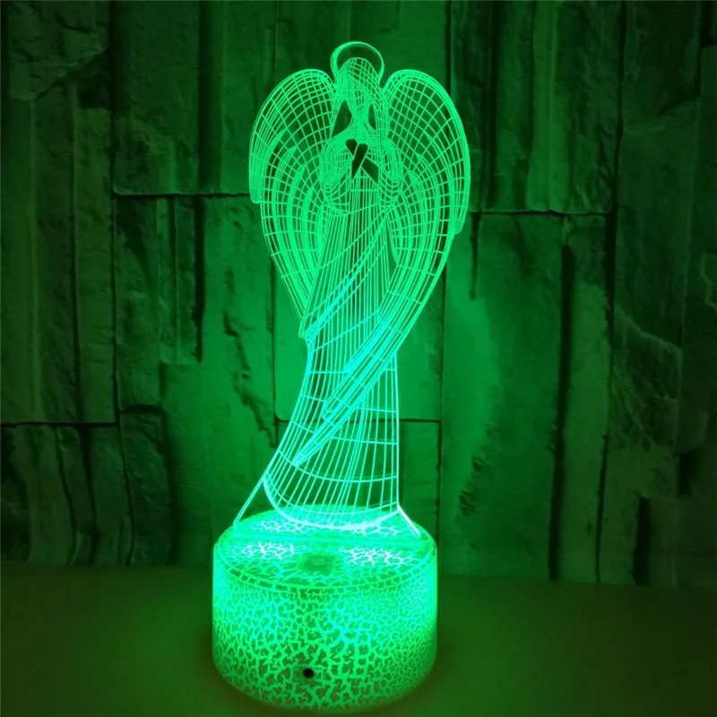 NIghdn Acrylic Night Light Angel 3d Illusion Lamp Bedroom Bedside Nightlight Led Table Lamp Gifts for Girls Birthday Party