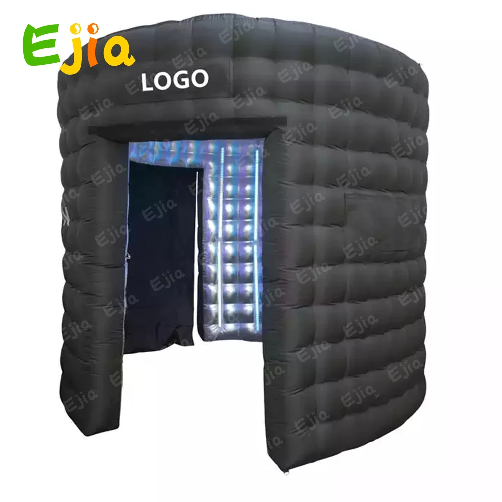 10ft Dia Round Inflatable LED 360 Photo Booth Enclosure with 24pcs Led Light Tube& Air Blower Photo Booth Backdrop for Party