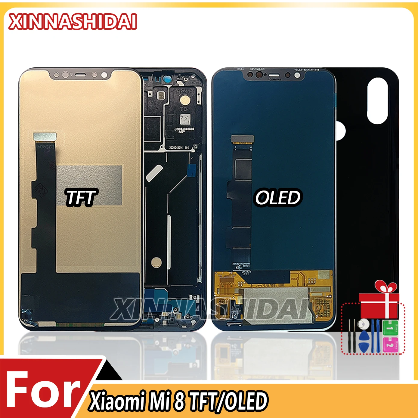 High Quality TFT/OLED For Xiaomi Mi 8 M1803E1A Pantalla LCD Display Touch Screen Frame Battery Cover Housing Replacement Parts