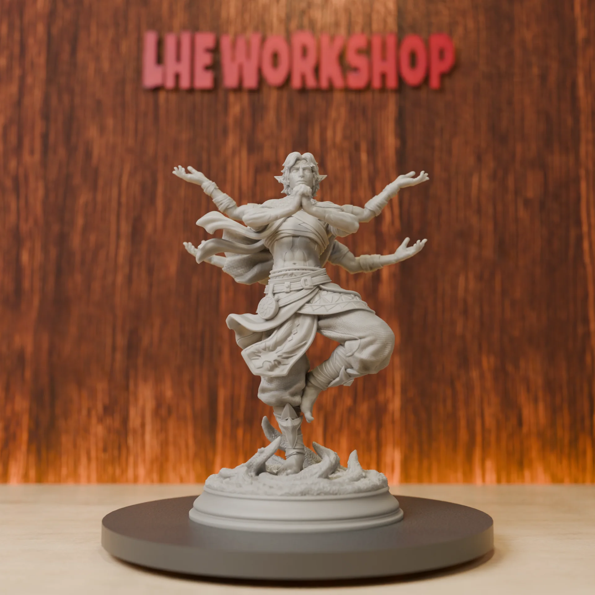 Elf Monk Miniatures | 28mm-75mm | Resin 3D Printed DND Pathfinder Mini | Unpainted Grey