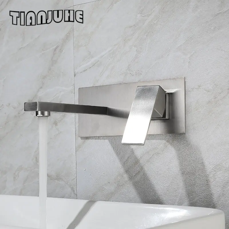 Single-Handle Bathroom Fixtures Vanity Sink Faucet Wall Mounted Basin Mixer Taps Sink Mixer Tap Faucet Hot and Cold