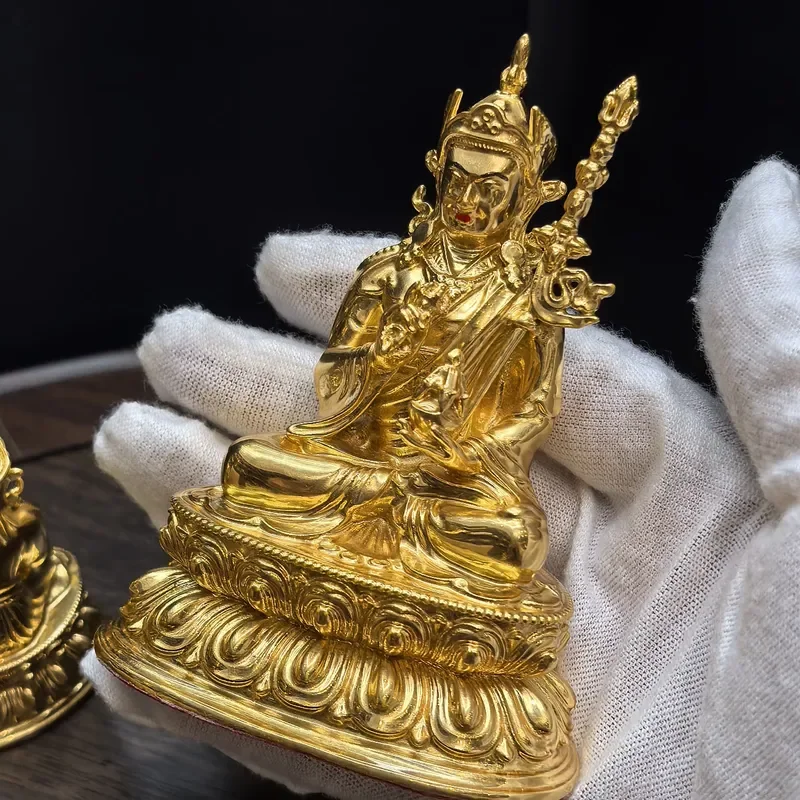 9Cm brass sculpture, 24K gold plated, lotus peanut Buddha design, good luck, home decoration gifts