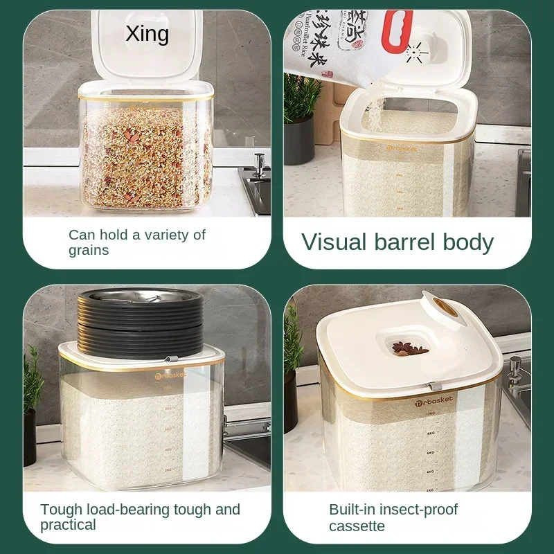 5/10KG Moisture Proof Insect Proof Rice Box Grain Sealed Jar Kitchen Container Bucket Storage Cereals Container Bucket with Lid