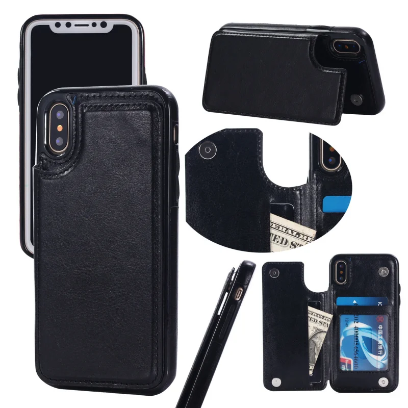 

All In One PU Leather Case for iPhone 17 16 15 Pro Max Stand Card Slots Double Layer Shockproof Protective Cover Phone Cases