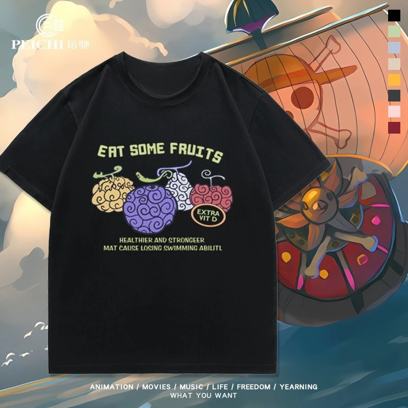 

2025 Devil Fruit One Piece Monkey Luffy T Shirt Men Women's Anime T-shirt Cotton Short Sleeve Tee Summer Clothing Oversized Tops