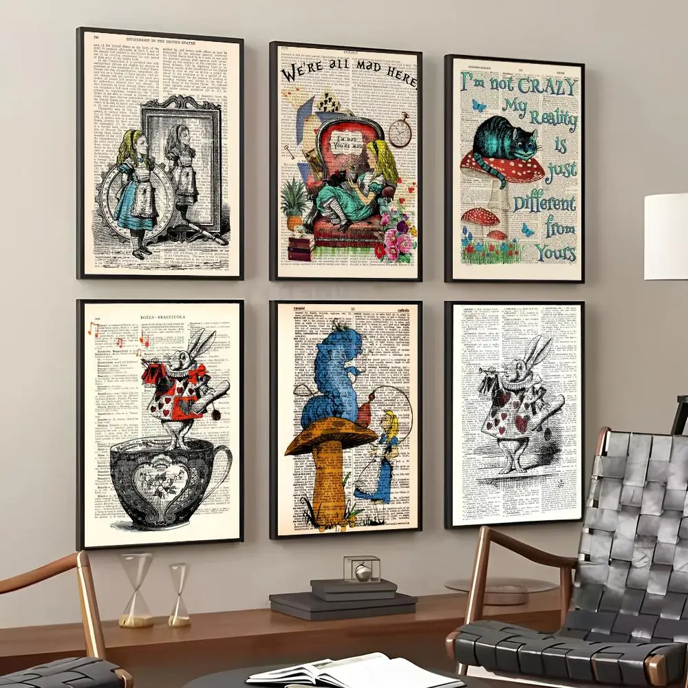 A-alice In Wonderland Painting Calligraphy Cotton Canvas Wall Art Poster HD Print Modern Home Decor Painting
