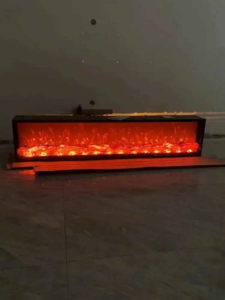 مواقد منزلية داخلية محيطة 3 جوانب 1500 مم/60 بوصة مع ديكور طبيعي أكثر واقعية مدفأة كهربائية رقمية GN000OO