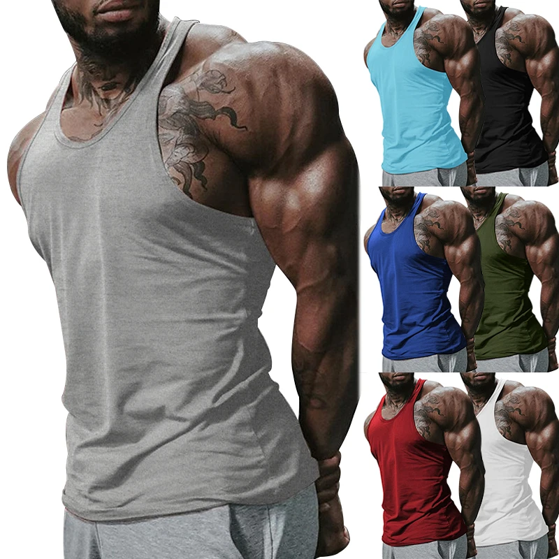 Europe and the United States summer new leisure sports training vest men's solid color large size sleeveless vest