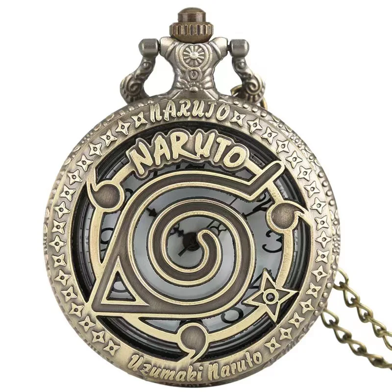 Reloj de Bolsillo Retro de Anime Narutos para Hombre, Regalo para Niños, Reloj de Bolsillo de Cuarzo de 47 mm, Colección de Relojes para Estudiantes