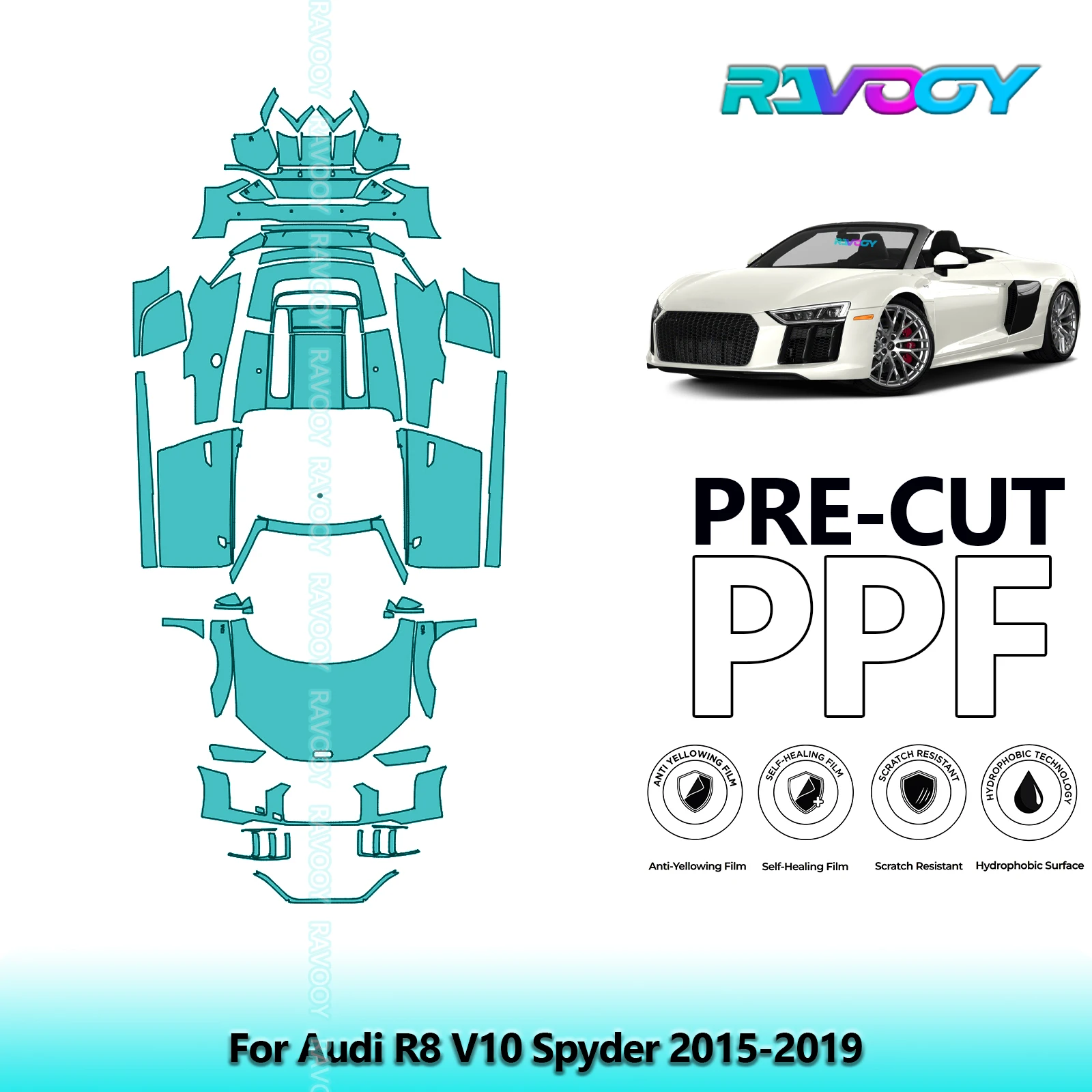 

Full Vehicle Clear Bra Precut PPF Paint Protection Film For Audi R8 V10 Spyder 2015-2019