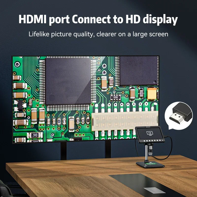 Suporte OEM Foto Vídeo Display LCD de 7 polegadas 1200X 5MP HD Pixels 8LED 2000mAh Bateria Microscópio para TV Rep