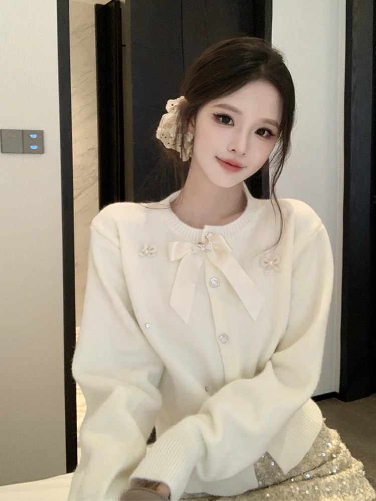 Свитер Cisas с красным узлом, вязаный длинный све, круглый кардиган Ne, милый топ Pure Desire Personali Cisas Theme Top