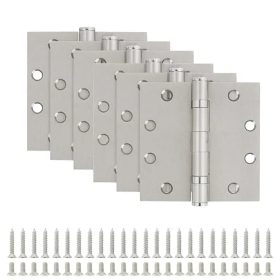 

Door Hinges Hardware Hinge 4.5 Inch Square Interior Hinges for Doors Ball Bearing Door Hinge 4-/ x 4-/ Full Mortise 6 Silver Ex