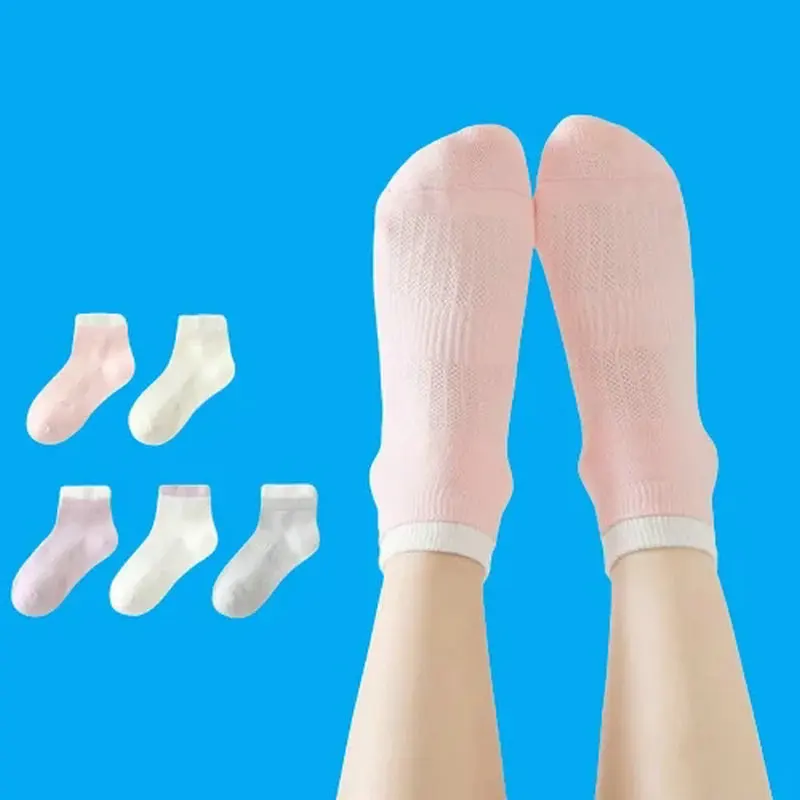 Calcetines de algodón para niña y estudiante, medias de malla transpirable que combinan con todo, estilo crema, Color sólido, 5/10 pares, 2024