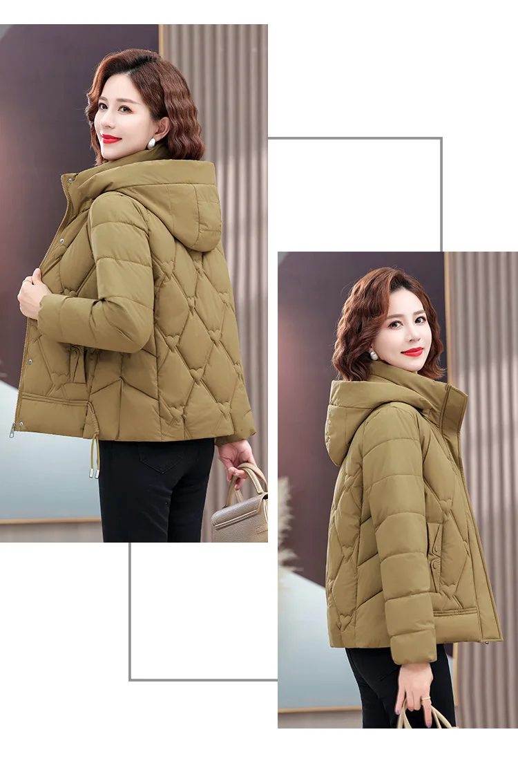 Winter Warm Thick Hooded Puffer Coat for Women L-4XL Windproof Russian Cold Weather Snow Jacket Middle Aged Mom Outerwear Cozy