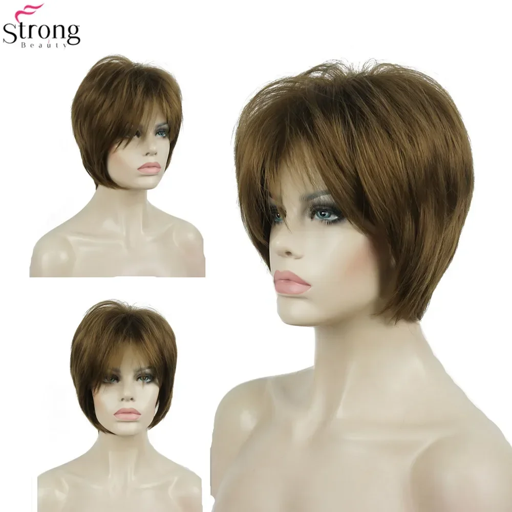 StrongBeauty Synthetic Wig Women\'s Brown/Blonde Hair Natural Wig Short Straight Wigs