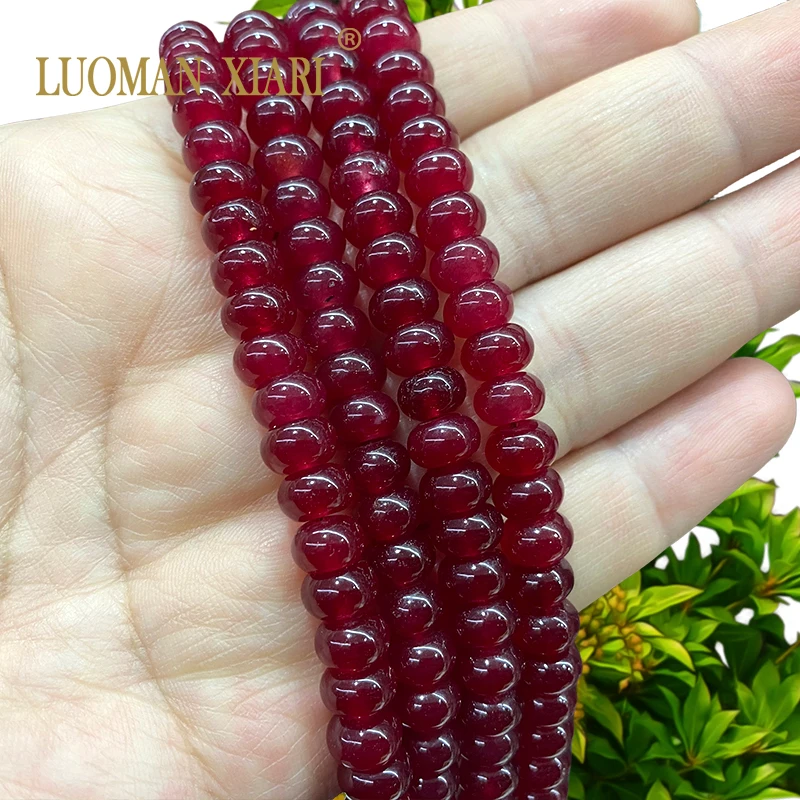 5x8MM Natural Stone Rondelle Ruby Red Chalcedony Abacus Flat Round Space Beads for Jewelry Making Diy Bracelet Accessories